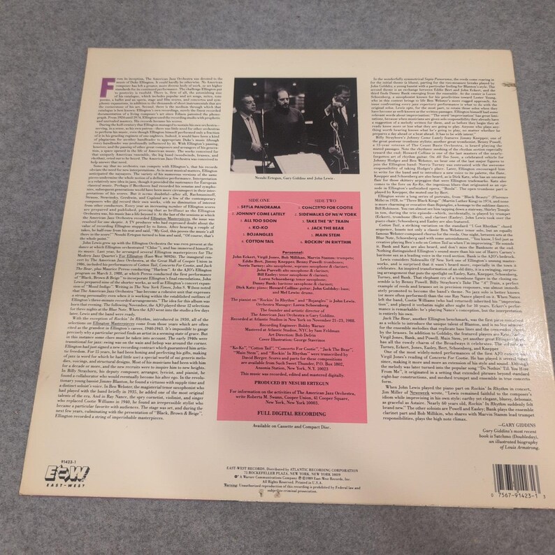 American Jazz Orchestra John Lewis Ellington Masterpieces Vinyl LP 1989 91423-1 image 2