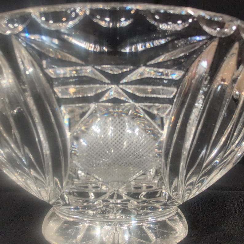 Vintage American Brilliant Style Cut Glass Lidded Candy Dish Pinwheel Starburst image 3