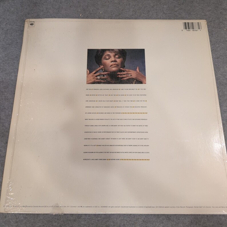 Nancy Wilson Forbidden Lover Vinyl LP Columbia C 40787 Jazz Soul 1987 Album image 2