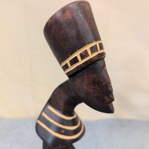 Vintage Hand Carved African Wooden Bust Sculpture Stylized Woman Folk Art image 6