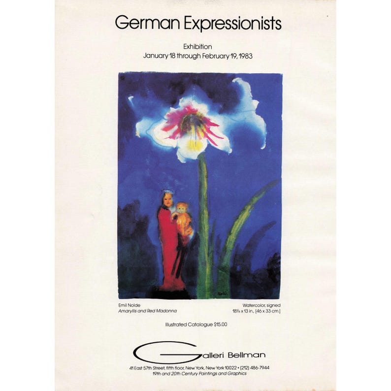 Vintage 1983 German Expressionists Emil Nolde Galleri Bellman Print Ad Art image 1