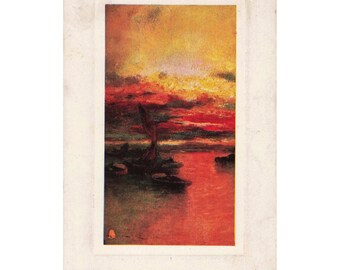 Cartão-postal vintage de 1910 de Raphael Tuck Oilette, "Sunset Glow Beattie No 9719", Illinois
