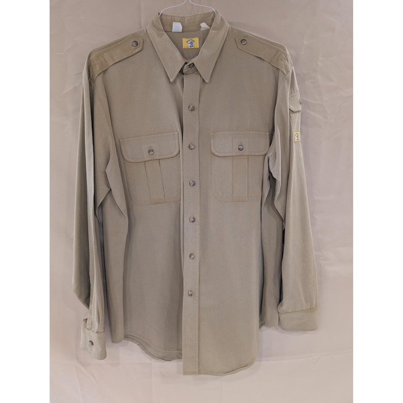VTG Duck Head Mens Button Down Long Sleeve Shirt Olive Green Military Style image 1