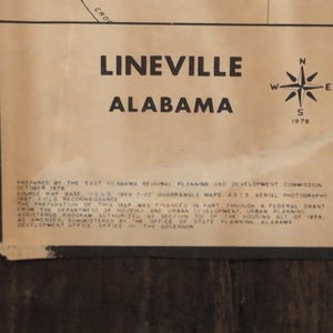 VTG Lineville Alabama Map 1978 City Map Mounted on Wood 21" x 16.5" Clay County image 2