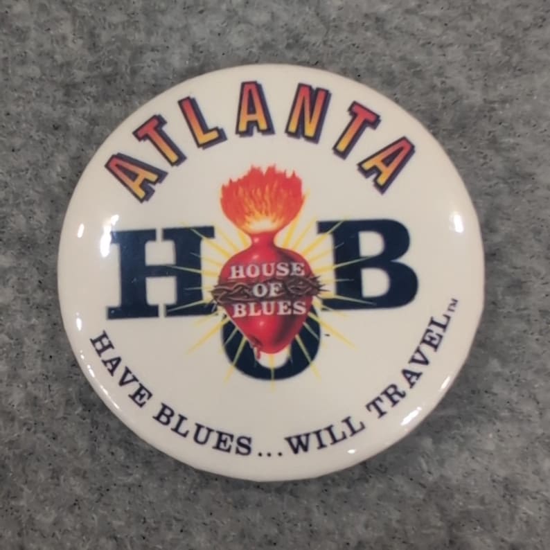 VTG Atlanta Haus des Blues HB Have Blues Will Travel Anstecker Anstecker Souvenir Pinback Bild 1