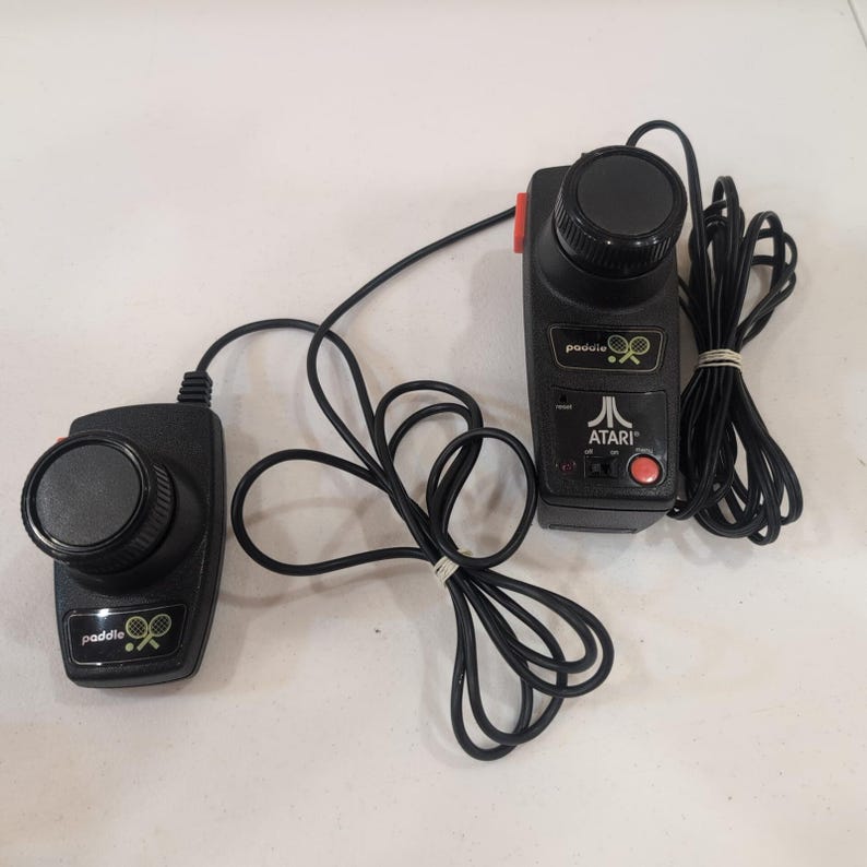 Atari Paddle Controllers Set up Vintage Game System Tested & Working Pair 2004 image 1