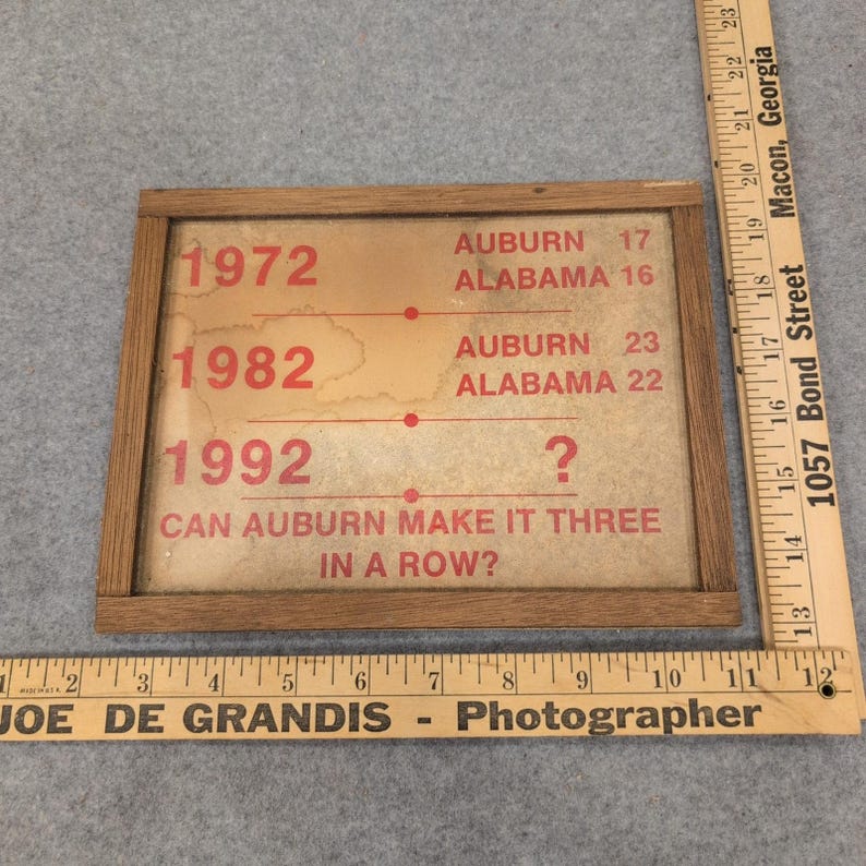 Vintage 1992 Auburn vs Alabama Iron Bowl Rivalry Framed Graphic Memorabilia image 2