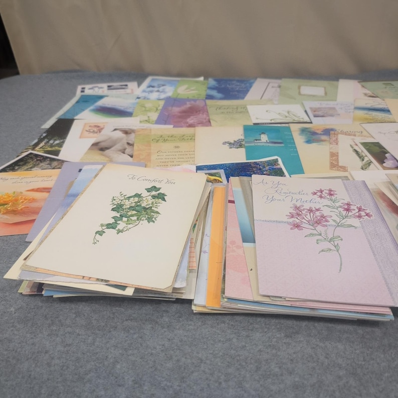 100+ Used Sympathy Greeting Cards Bulk Lot Paper Ephemera Junk Journal Crafting image 2