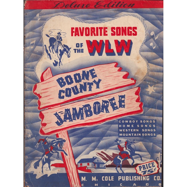 Livro de Canções Vintage WLW Boone County Jamboree Favorite Songs Deluxe M.M. Cole imagem 1