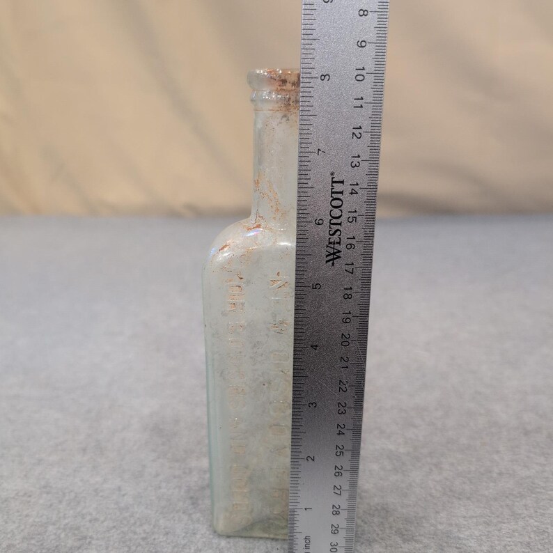 El nuevo descubrimiento del Dr. King para la tos y el resfriado Botella de vidrio antigua HE Bucklen & Co imagen 6