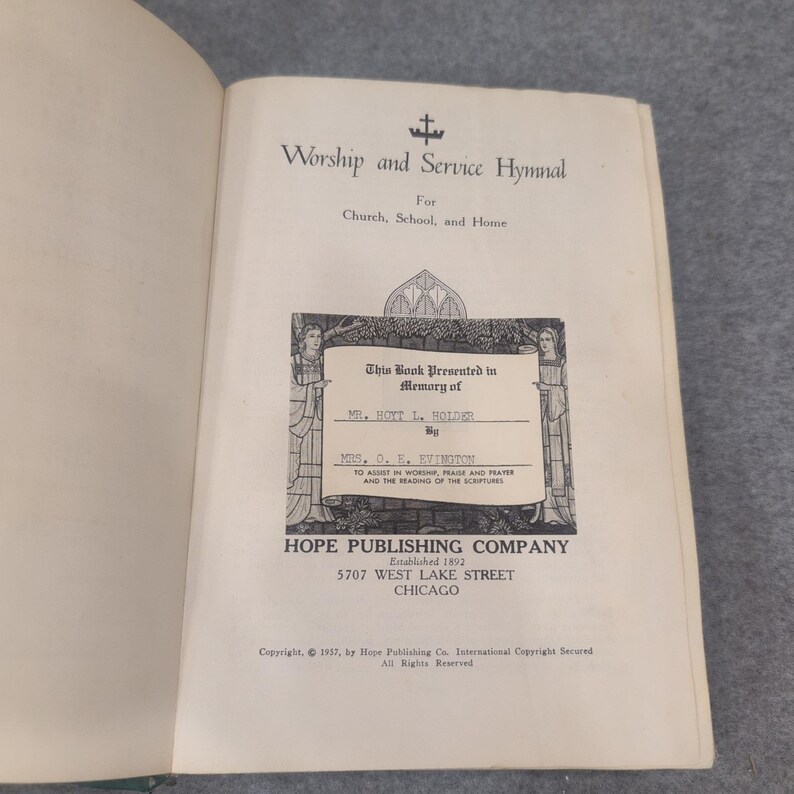 Anbetung und Dienst Gesangbuch 1957 Hope Verlag Grünes Hardcover-Buch Bild 2