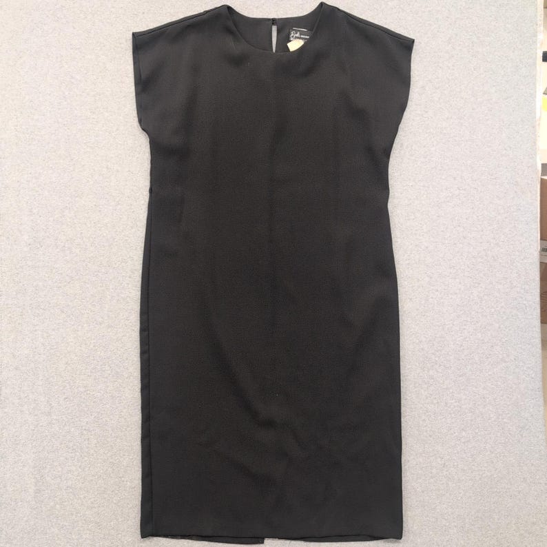Vintage 1990's Breli Originals Black Sheath Dress Knee Length Cap Sleeve Size 16 image 1