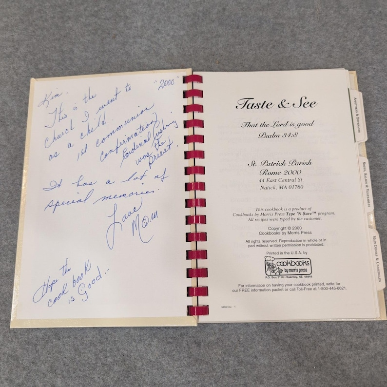 Taste & See St Patrick Parish Natick MA Rome 2000 Community Cookbook Spiral immagine 2