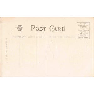 Antike Postkarte mit besten Wünschen, Blauschwalbe, malerische Landschaft, geprägt, 850 Bild 2