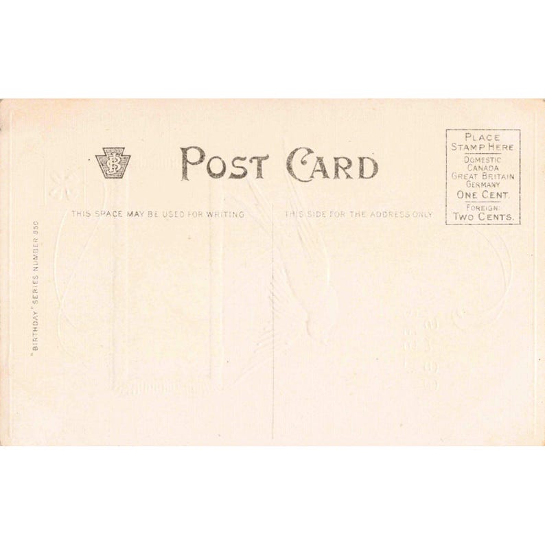 Antike Postkarte mit besten Wünschen, Blauschwalbe, malerische Landschaft, geprägt, 850 Bild 2