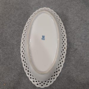 Schumann Arzberg Bavaria Reticulated Floral Porcelain Oval Bowl Pink Lattice Rim image 6