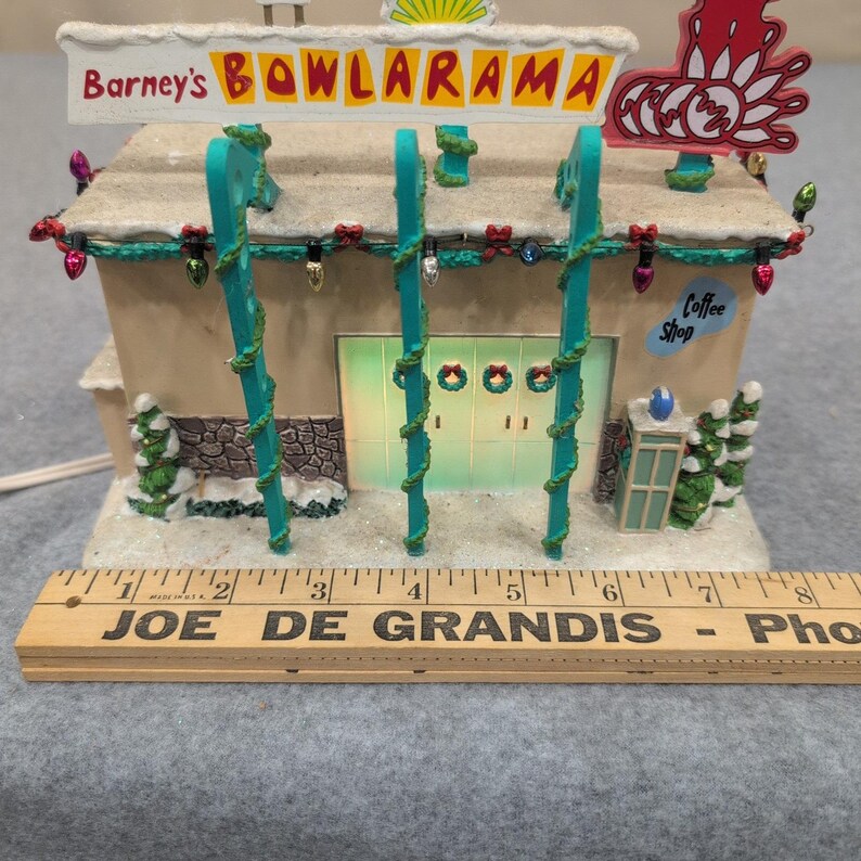 Barneys Bowlarama Lighted Christmas Village Building Retro Bowling Alley Decor image 9