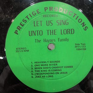 Haynes Family Let Us Sing Unto The Lord Vinyl LP Prestige Productions PP71-173 image 2