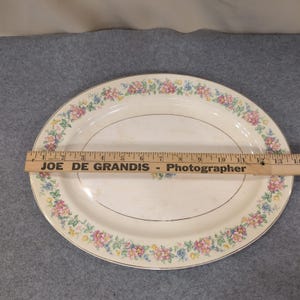 The Harker Pottery Co Vintage Floral Oval Serving Platter Gold Trim Made in USA image 5