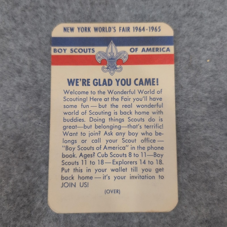 Reclamekaart New York Worlds Fair Boy Scouts Of America 1964-1965 afbeelding 1