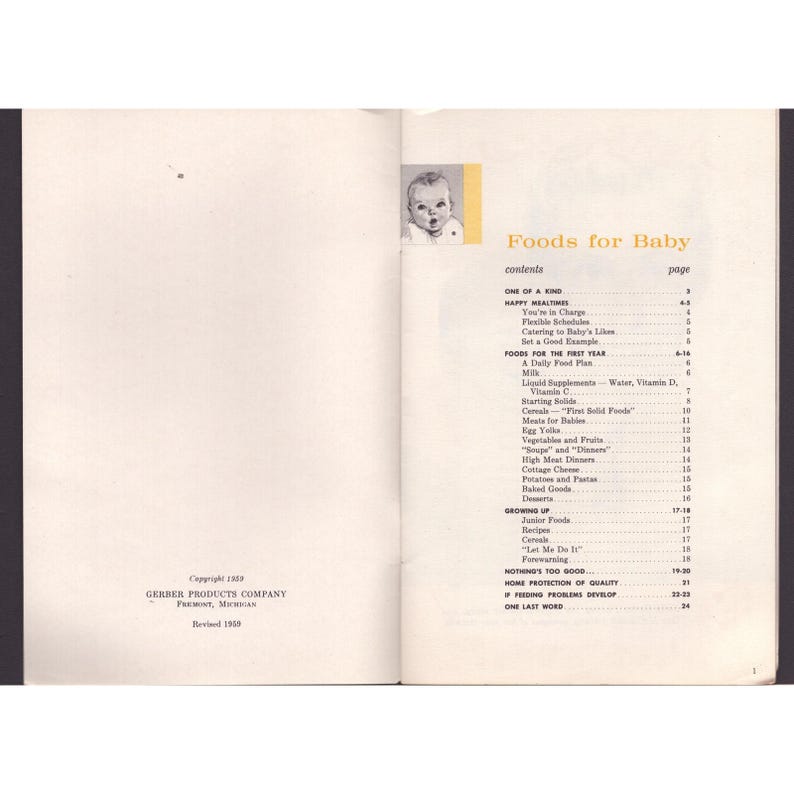 Vintage 1959 Gerber Foods for Baby and Mealtime Psychology Booklet Advertising image 3