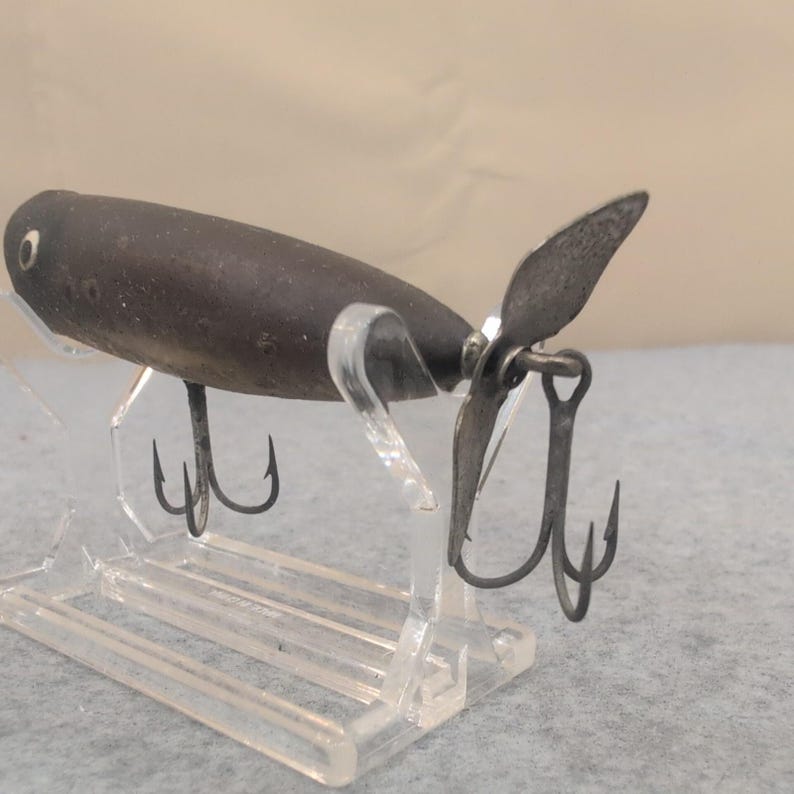 Vintage Propeller Fishing Lure Dark Gray Metal Propeller Spinner Bait image 2