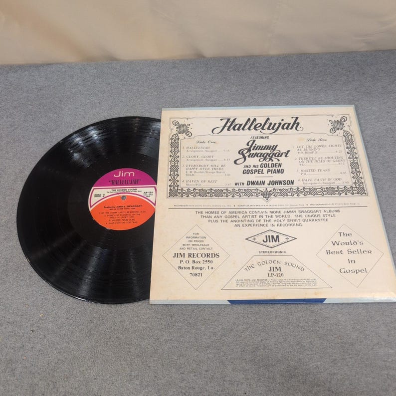 Jimmy Swaggart Hallelujah Golden Gospel Piano Vinyl LP Jim Records LP-120 Vtg image 2