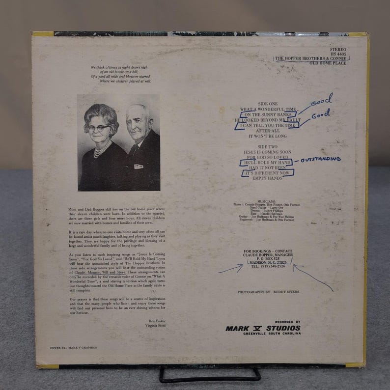 The Hopper Brothers & Connie Old Home Place Vinyl LP Record Mark V HS 4405 VG image 2