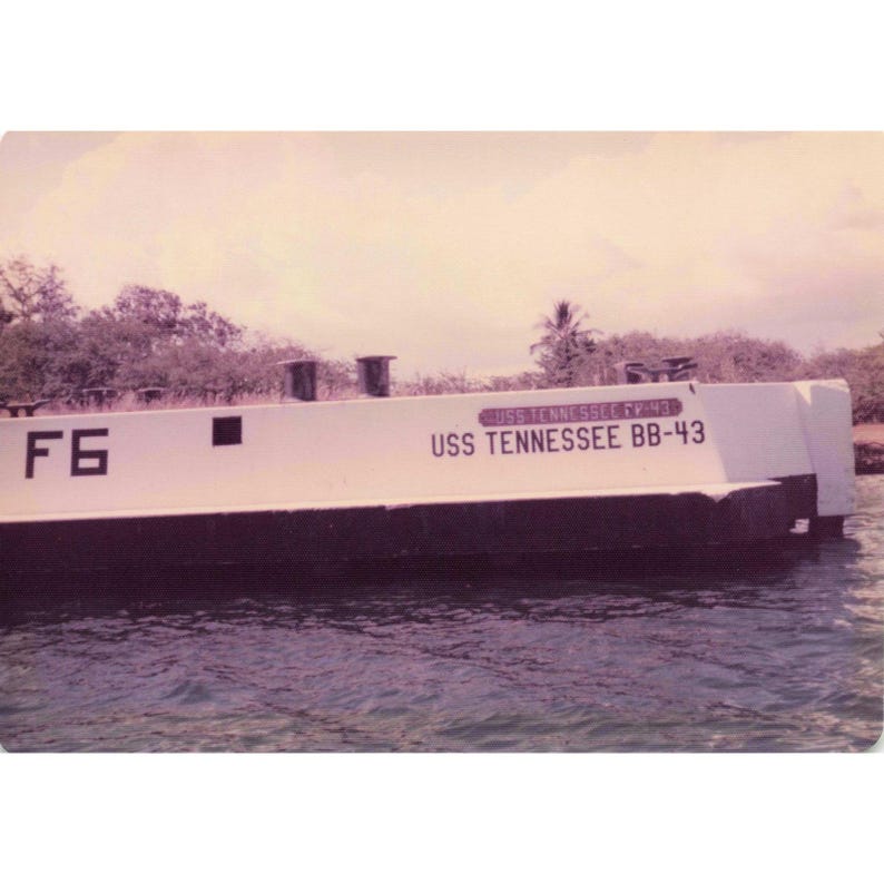 Vintage USS Tennessee BB-43 Battleship Color Photograph Navy Military History image 1