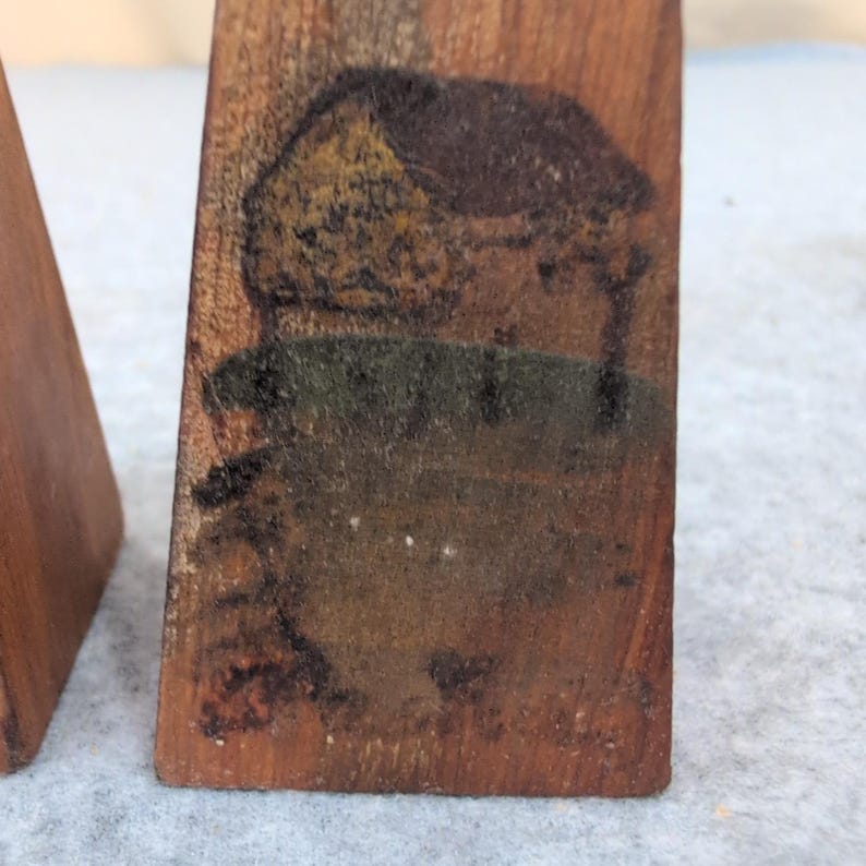 Vintage Hand Painted Wooden Cabin Salt and Pepper Shakers Rustic Folk Art Set image 4