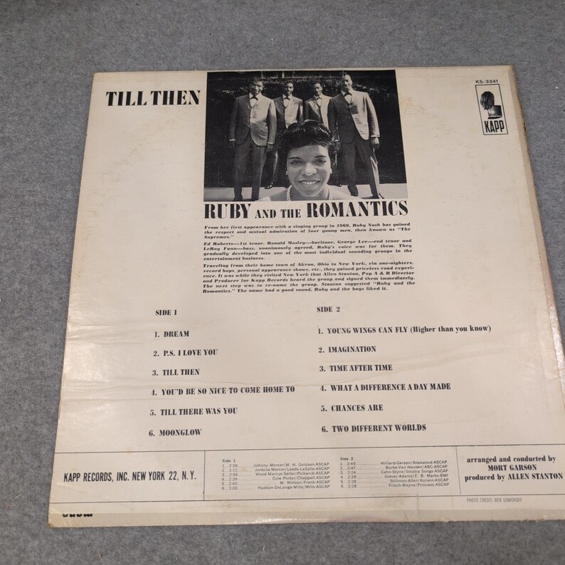 Ruby and the Romantics Till Then Vinyl LP Kapp Records KS-3341 Stereo 1963 image 2