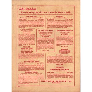 The First Easter Ada Richter Piano Sheet Music Book Theodore Presser Co Vintage image 2