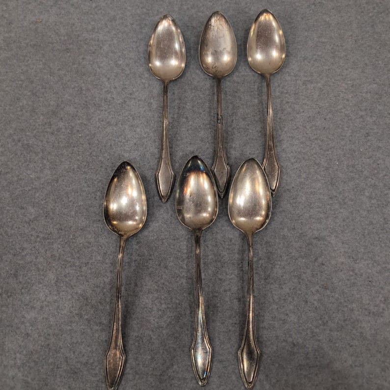 Alvin Patent Spoons Set of 6 Antique Serving Tableware image 1