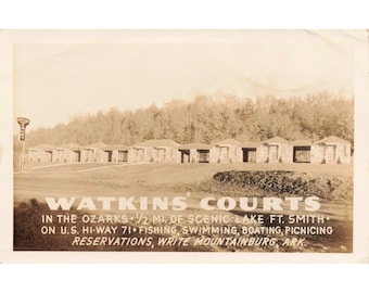 Watkins Courts Mountainburg Arkansas AR RPPC Real Photo Postcard 1946 Route 71
