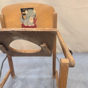Vintage Wooden Potty Chair Kitten Graphic Mid Century Toddler Training Seat image 6