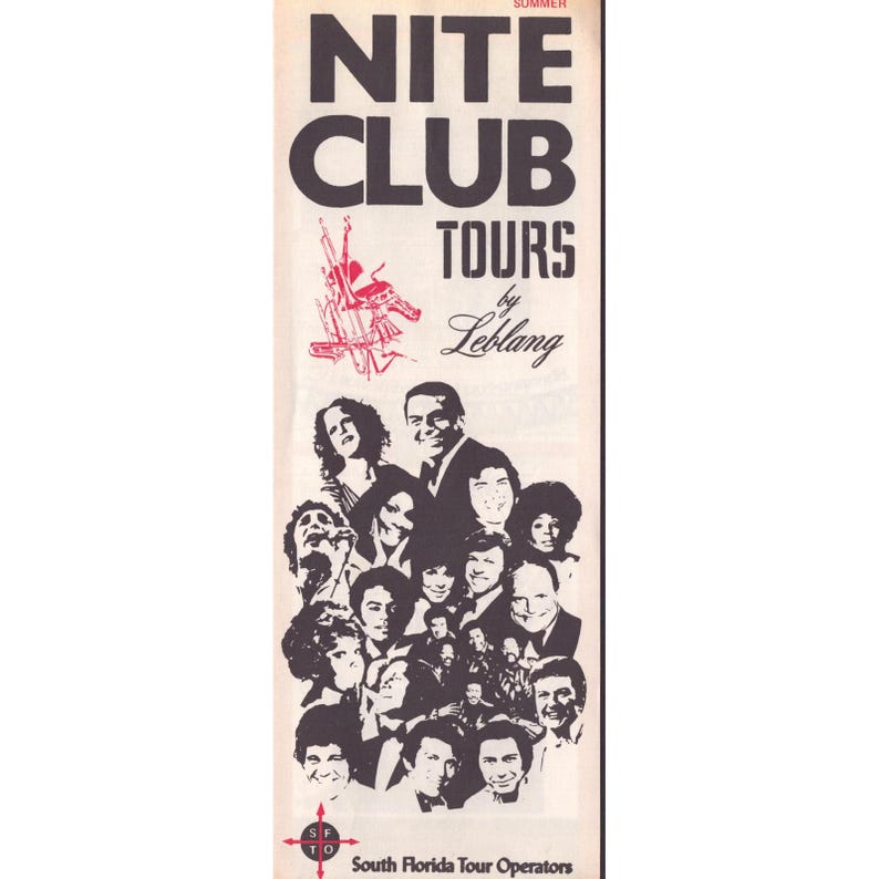 Vintage Leblang Nate Club-turer Sunrise Musicalteater South Florida Flyer VG+ bild 1