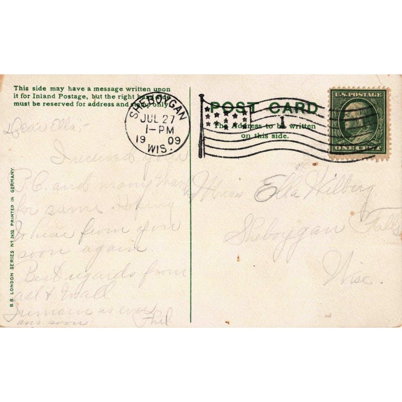 Vtg 1909 RPPC Postcard "No Crime To Kiss" Sheboygan WI Comic Divided Back image 2