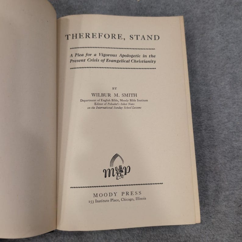 Therefore Stand Wilbur M Smith 1945 Christian Apologetics Moody Press Hardcover image 3