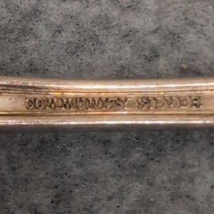 1890-1910's Community Silver Serving Spoon Ornate Filigree Decorative Handle image 6