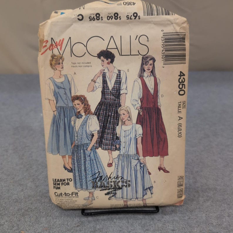Molde de costura vintage McCalls 4350 de 1989 para vestidos e anáguas femininas, tamanhos 6 a 10. imagem 1