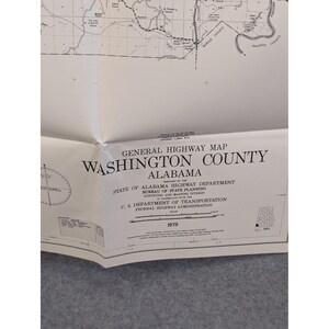 VTG 1979 General Highway Map Washington County Alabama 28" x 18" Chatom Millry image 2