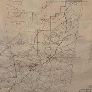 Big 1984 VTH General Highway Map Clay County Alabama State Highway Dept 4 x 3 Ft image 3