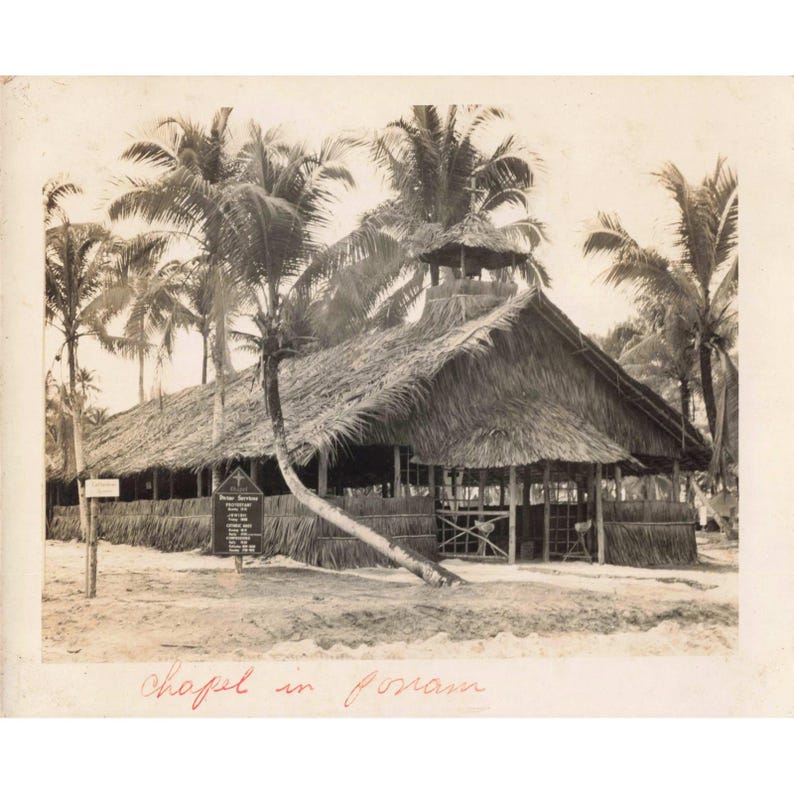 Vintage 1944 Photograph Chapel in Ponam Island 78th Naval Construction Battalion image 1