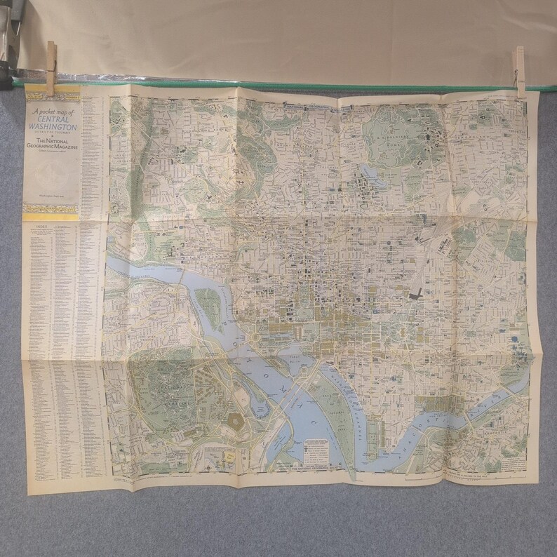 Vtg 1948 National Geographic Pocket Map Central Washington DC District Columbia image 1