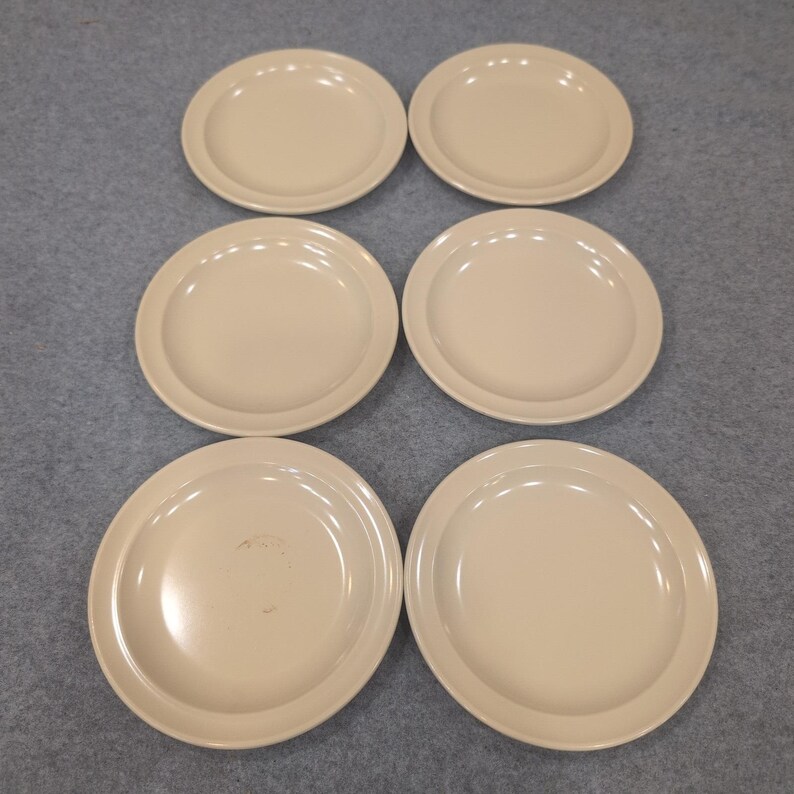 Vintage Super Don-Ite Edward Don & Co Chicago Tan Plates Set of 6 Melamine image 2