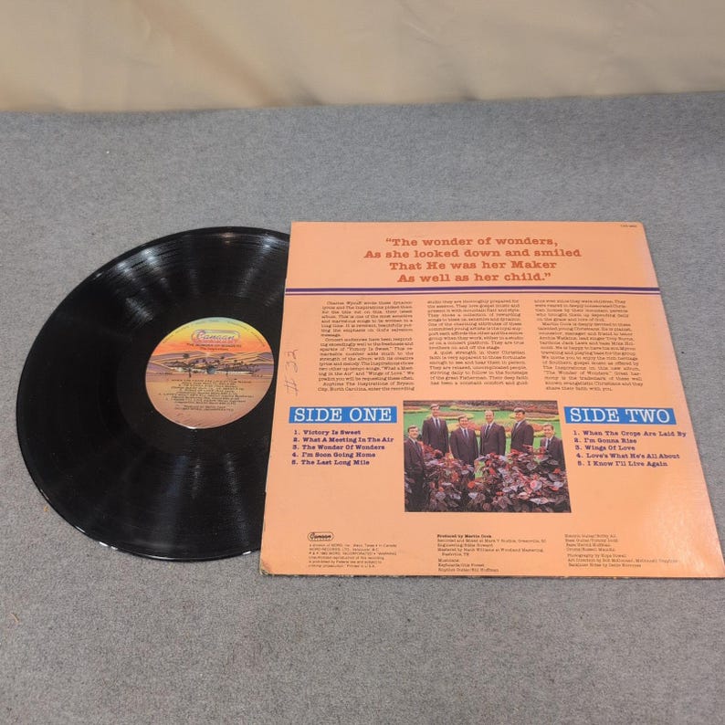 The Inspirations The Wonder of Wonders Vinyl LP Canaan Records CAS-9892 Gospel image 2