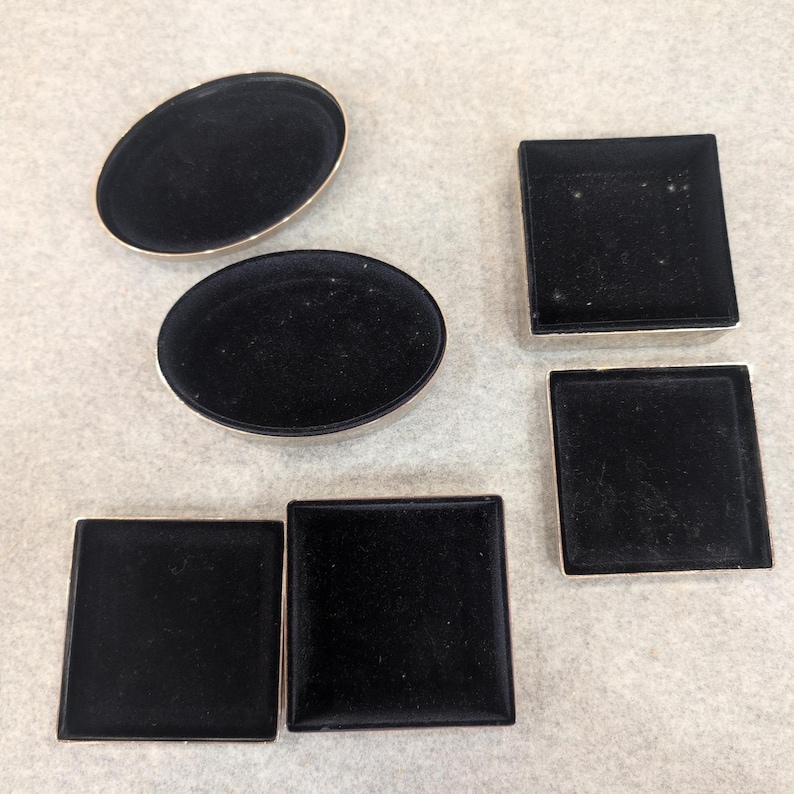 Vintage Silver Tone Monogrammed Oval and Square Trinket Boxes Set of 3 image 2