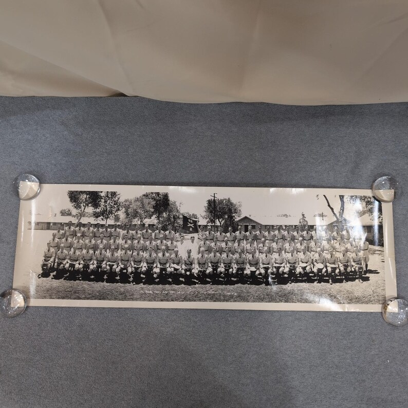 1937 Vtg Fort Bliss Texas US Army Company B Panoramic Photo 82nd Reg 2nd Btn image 1
