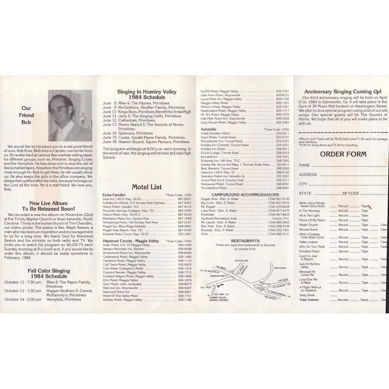 Vintage 1983-1984 The Primitive Quartet Gospel Music Newsletter Tour Schedule image 1
