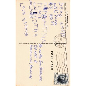 San Antonio TX Plastichrome Chrome Postcard 1966 Night Skyline Highway Barq's image 2